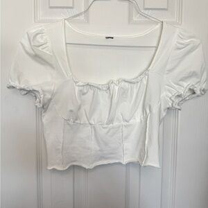 White peasant crop top, cottage core basic top